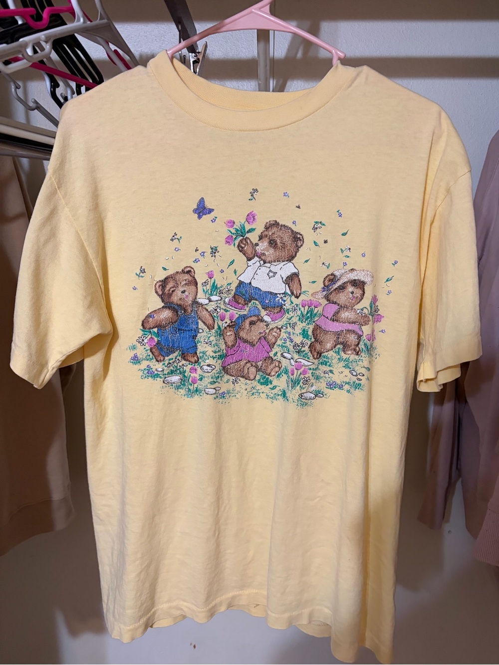 Vintage Yellow Cute Floral Bears